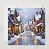 Cobblestone Street Village gepersonaliseerde kerst Feestdagenkaart (Voorkant)
