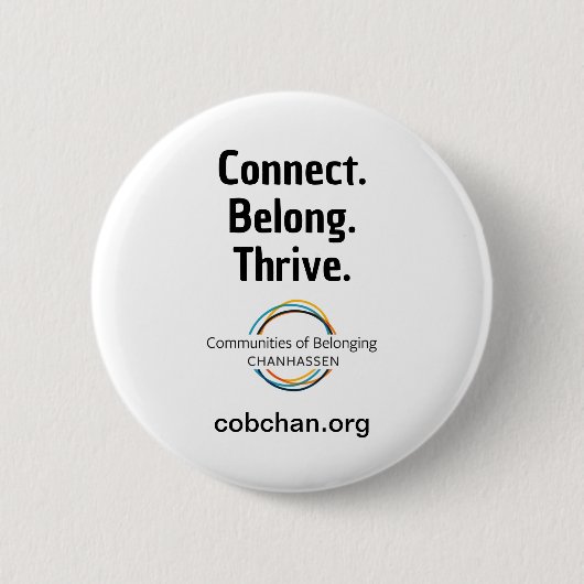 CoBC-Button - Connect Belong Thrive Ronde Button 5,7 Cm (Voorkant)