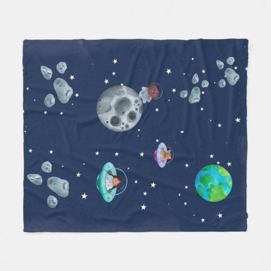 Cobertor De Velo Space themed blanket. Fleece Deken (Voorkant (Horizontaal))