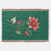 Cobertor Natal verde e Flores Vermelhas Deken (Voorkant)