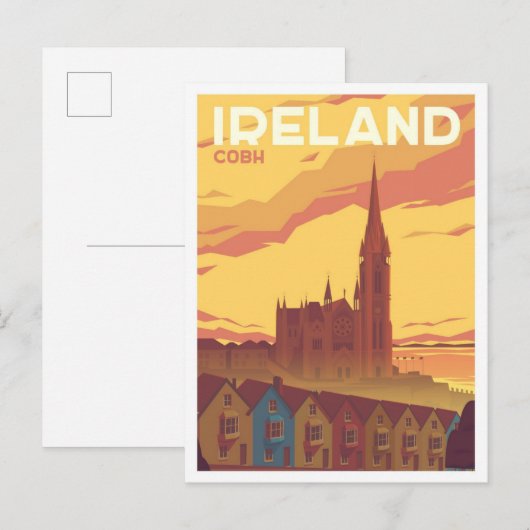 Cobh Ireland Art Vintage Travel Illustratie Briefkaart (Voorkant / Achterkant)