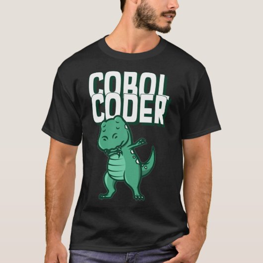 COBOL Coder Dinosaur Programmer Essential T-Shirt (Voorkant)