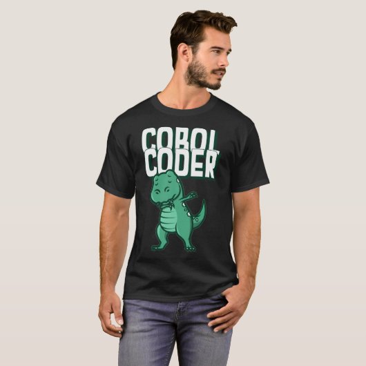 COBOL Coder Dinosaur Programmer Essential T-Shirt (Voorkant volledig)