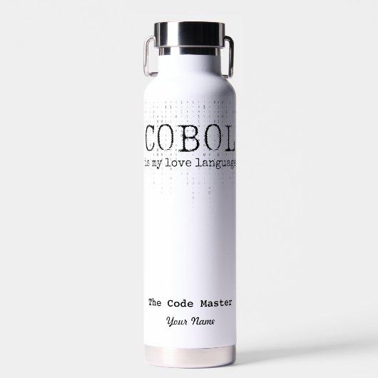 Cobol is mijn liefdestaal.b Gepersonaliseerd Waterfles (Voorkant)
