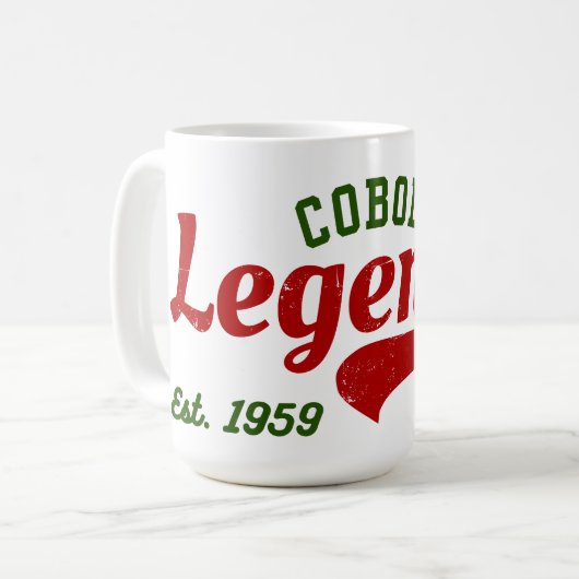 COBOL Legends Est. 1959 – A Retro Tech Sticker Koffiemok (Voorkant links)