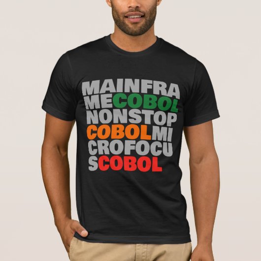 COBOL-platforms – Mainframe, MicroFocus, NonStop T-shirt (Voorkant)