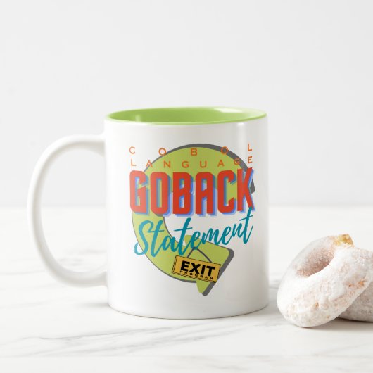 Cobol Programmeertaal GOBACK Statement Tweekleurige Koffiemok (Met donut)