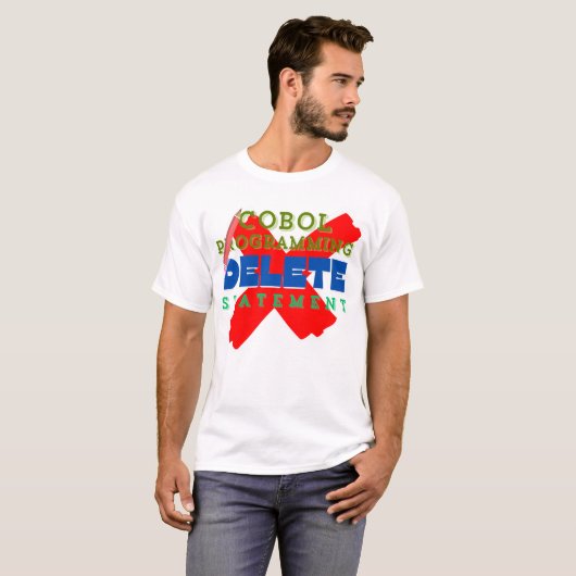Cobol-programmering Delete-statement T-shirt (Voorkant volledig)