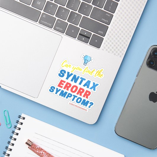 COBOL Syntaxisfout Uitdaging T-shirt voor Coda's Sticker (Laptop met iPhone)