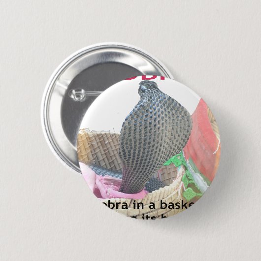 Cobra in Basket Art Print Ronde Button 5,7 Cm (Voorkant /achterkant)
