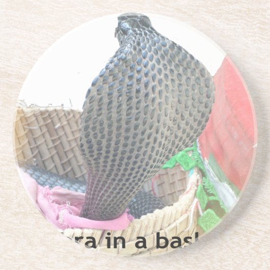 Cobra in een mandje klaar om te spugen zandsteen onderzetter (Voorkant)