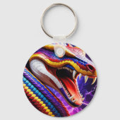 Cobra levendige rode blauwe en gele schubben sleutelhanger (Voorkant)