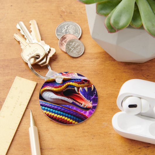 Cobra levendige rode blauwe en gele schubben sleutelhanger (Bureau)