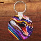 Cobra levendige rode blauwe en gele schubben sleutelhanger (Voorkant)