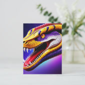 Cobra levendige rode paarse witte en gele schubben briefkaart (Staand voorkant)