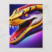 Cobra levendige rode paarse witte en gele schubben briefkaart (Voorkant)