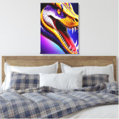 Cobra levendige rode paarse witte en gele schubben canvas afdruk (Insitu (Slaapkamer))