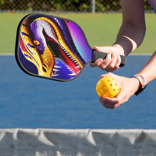 Cobra levendige rode paarse witte en gele schubben pickleball paddle (Insitu)