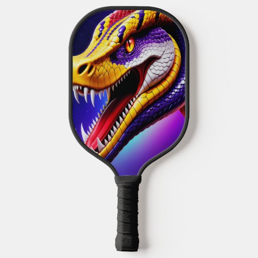 Cobra levendige rode paarse witte en gele schubben pickleball paddle (Achterkant)