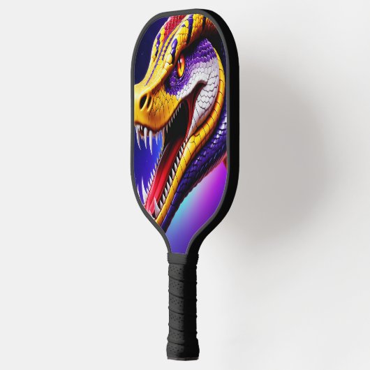 Cobra levendige rode paarse witte en gele schubben pickleball paddle (Links)