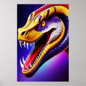 Cobra levendige rode paarse witte en gele schubben poster (Voorkant)