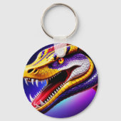 Cobra levendige rode paarse witte en gele schubben sleutelhanger (Voorkant)