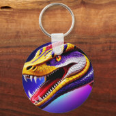 Cobra levendige rode paarse witte en gele schubben sleutelhanger (Achterkant)