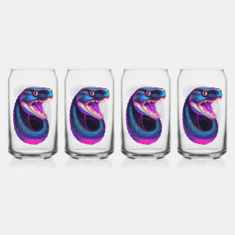 Cobra Slang in Vaporwave Esthetische Stijl Blikvorm Glas