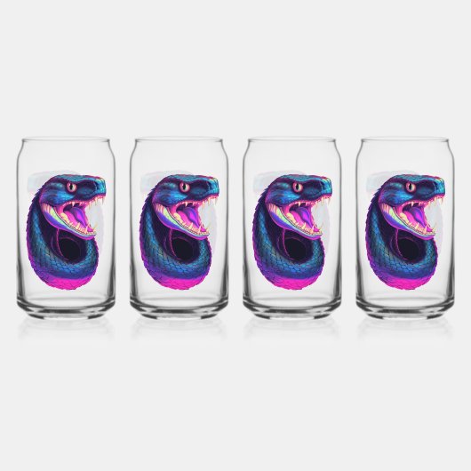 Cobra Slang in Vaporwave Esthetische Stijl Blikvorm Glas (Voorkant)