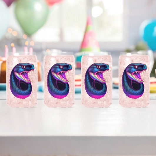 Cobra Slang in Vaporwave Esthetische Stijl Blikvorm Glas (Insitu (Verjaardag))
