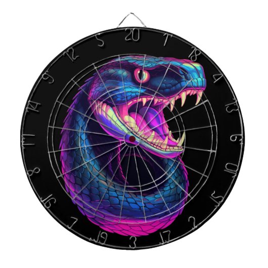 Cobra Slang in Vaporwave Esthetische Stijl Dartbord (Voorkant)