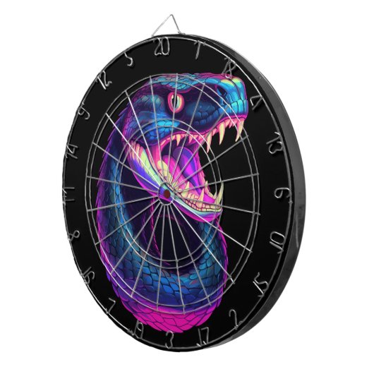 Cobra Slang in Vaporwave Esthetische Stijl Dartbord (Voorkant Rechts)