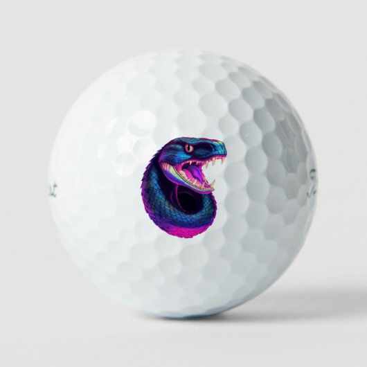 Cobra Slang in Vaporwave Esthetische Stijl Golfballen (Voorkant)