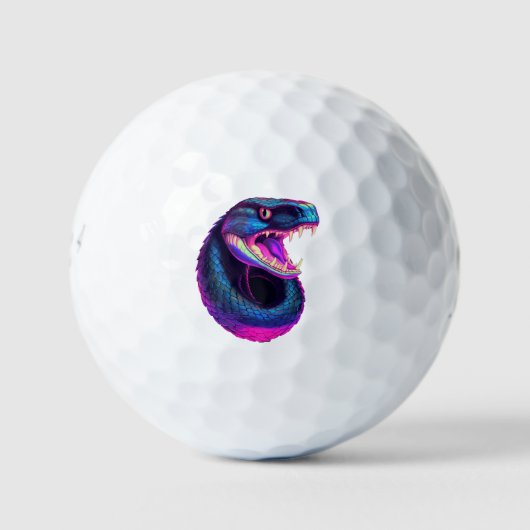 Cobra Slang in Vaporwave Esthetische Stijl Golfballen (Voorkant)
