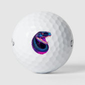 Cobra Slang in Vaporwave Esthetische Stijl Golfballen (Voorkant)