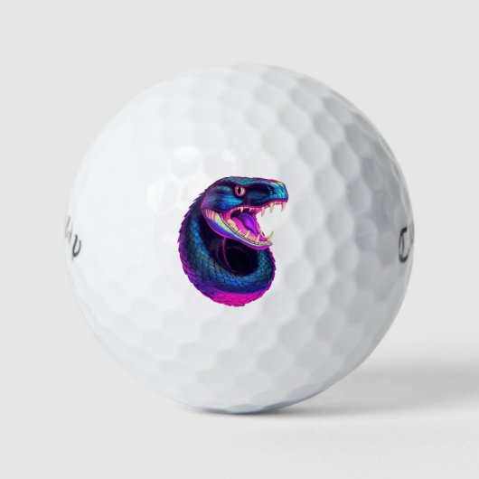 Cobra Slang in Vaporwave Esthetische Stijl Golfballen (Voorkant)