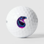 Cobra Slang in Vaporwave Esthetische Stijl Golfballen (Voorkant)
