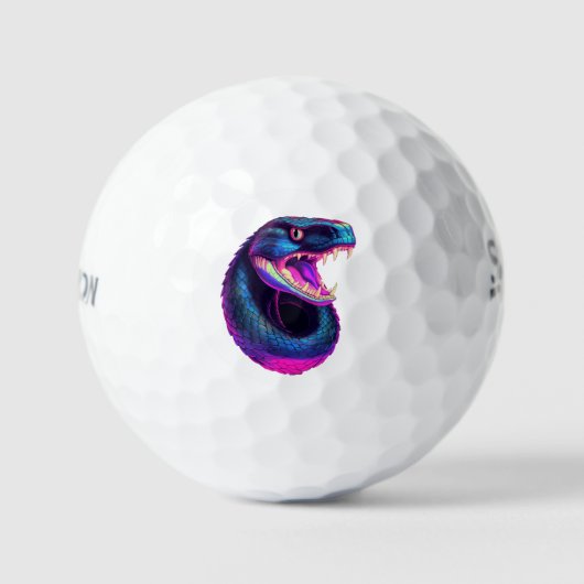 Cobra Slang in Vaporwave Esthetische Stijl Golfballen (Voorkant)