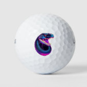Cobra Slang in Vaporwave Esthetische Stijl Golfballen (Voorkant)