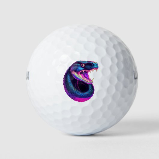 Cobra Slang in Vaporwave Esthetische Stijl Golfballen (Voorkant)