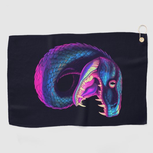 Cobra Slang in Vaporwave Esthetische Stijl Golfhanddoek (Horizontaal)