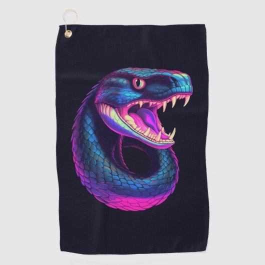 Cobra Slang in Vaporwave Esthetische Stijl Golfhanddoek (Voorkant)