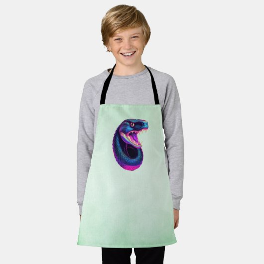 Cobra Slang in Vaporwave Esthetische Stijl Schort (Gedragen)