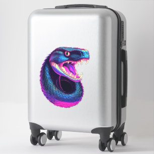 Cobra Slang in Vaporwave Esthetische Stijl Sticker