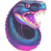 Cobra Slang in Vaporwave Esthetische Stijl Sticker (Voorkant)