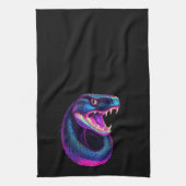 Cobra Slang in Vaporwave Esthetische Stijl Theedoek (Verticaal)