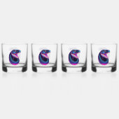 Cobra Slang in Vaporwave Esthetische Stijl Whisky Glas (Achterkant)