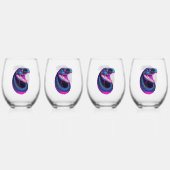 Cobra Slang in Vaporwave Esthetische Stijl Wijnglas Zonder Voet (Voorkant)