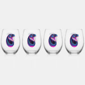 Cobra Slang in Vaporwave Esthetische Stijl Wijnglas Zonder Voet (Achterkant)