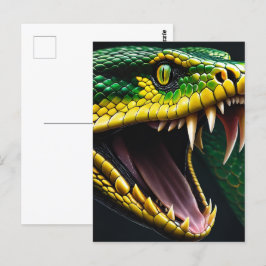 Cobra slang met levendige groene en gele schubben briefkaart